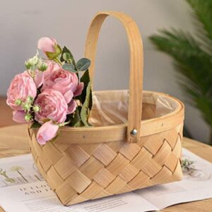BESTOYARD Rattan Wicker Easter Basket Wood Baskets with Handles for Easter Fall Decor Picnics Gardening Parties Weddings Rustic Home Decor Organizer Basket S