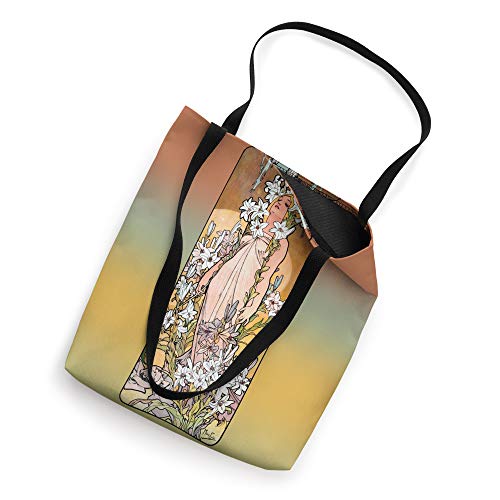 Young Woman Beauty Lilies Art Nouveau Alphonse Mucha Tote Bag