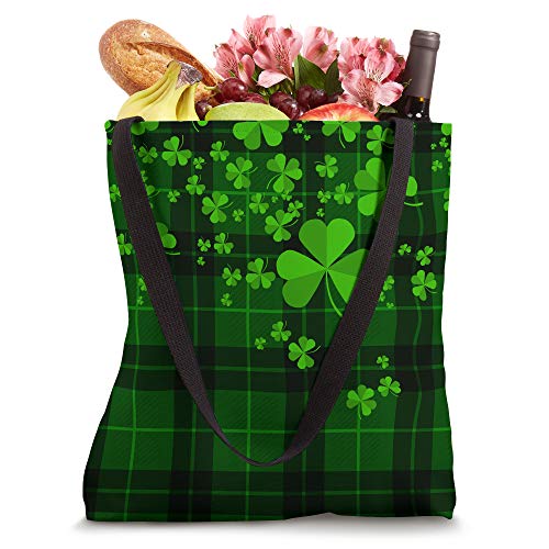 Shamrocks On Green Plaid Lucky Clover St Patricks Day Tote Bag