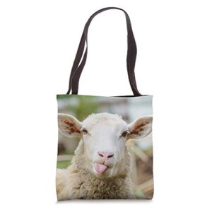 sheep farm animal funny tote bag