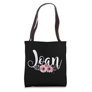 Joan Name Personalized Floral Pink Black Women Girls Gift Tote Bag