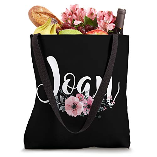 Joan Name Personalized Floral Pink Black Women Girls Gift Tote Bag