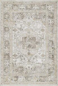 momeni cambridge viscose and pes traditional indoor area rug, taupe, 2’2″ x 3’11”