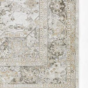 Momeni Cambridge Viscose and PES Traditional Indoor Area Rug, Taupe, 2'2" X 3'11"