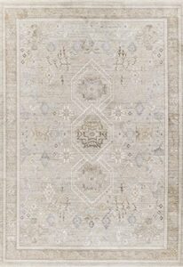 momeni cambridge viscose and pes traditional indoor area rug, grey, 3’11” x 5’5″