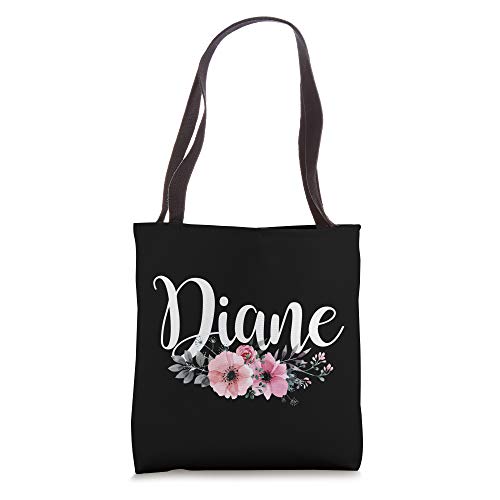 Diane Name Personalized Floral Pink Black Women Girls Gift Tote Bag