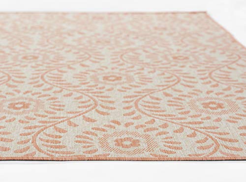 Momeni Riviera Transitional Indoor/Outdoor Area Rug, Coral, 5'3" X 7'