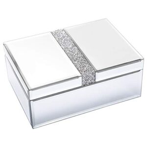 Large Diamante Glass Jewelry Box Jewelry Organizer Storage Decorative Box Organizer for Women Girls Luxurious Gift