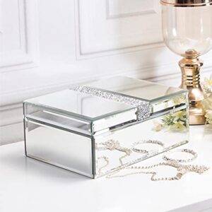 Large Diamante Glass Jewelry Box Jewelry Organizer Storage Decorative Box Organizer for Women Girls Luxurious Gift