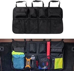 justtop car organizer backseat car storage for suv trunk, car trunk tidy storage bag with lids