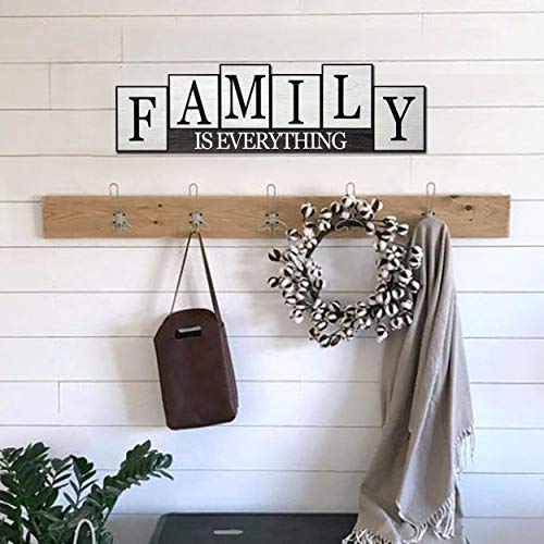 Hanging or Standing Family is Everything Wall Sign or Shelf Sign - Family Sign, Family Signs for Home Decor Wall, Family Decor, Christian Family Wall Decor for Living Room, Family Wall Art - White