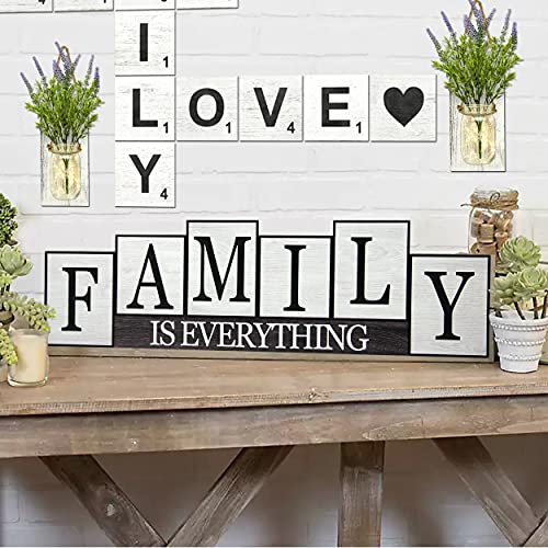 Hanging or Standing Family is Everything Wall Sign or Shelf Sign - Family Sign, Family Signs for Home Decor Wall, Family Decor, Christian Family Wall Decor for Living Room, Family Wall Art - White