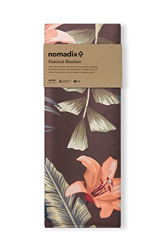 Nomadix Festival Blanket - Perfect for Picnics, Camping, & Lawn Seating - Plush Top & Water Resistant Base - Made with Post Consumer Recycled Materials - Palms Night - 60x70