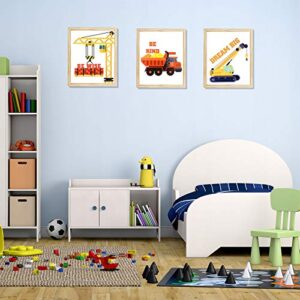 OOTSR 6 PCS Construction Trucks Wall Art Print, Inspirational Quote Canvas Print for Boys Game Room Decor, Playroom, Rec Room Poster, Vehicle Prints,(Unframed, 20 X 25CM)