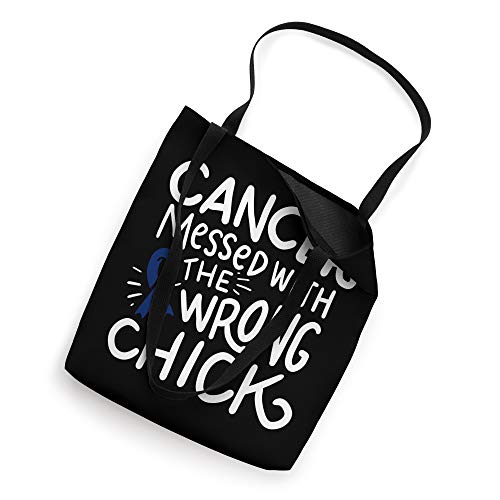 Colon Cancer Survivor Fighter Chemo Dark Blue Ribbon Tote Bag