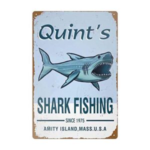 Quint Shark Fishing Wall Decor Art Tin Sign Group Therapy Practiced Here Vintage Metal Tin 8x12 inch
