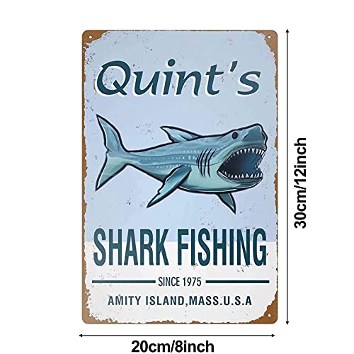 Quint Shark Fishing Wall Decor Art Tin Sign Group Therapy Practiced Here Vintage Metal Tin 8x12 inch