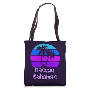 nassau bahamas beach vacation trip retro sunset summer vibes tote bag