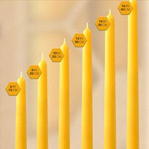 Hyoola 10" Beeswax Taper Candles - 10 Hour Burn Time - Yellow Beeswax Candles - 4 Pack