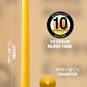 Hyoola 10" Beeswax Taper Candles - 10 Hour Burn Time - Yellow Beeswax Candles - 4 Pack