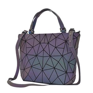 esovio irregular geometric luminous shoulder bag and handbags for lady grid holographic reflective purses totes shopping rucksack