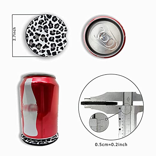 Car Coasters for Car Cup, Cute Car Coasters for Women & Men Cup Holder Coasters for Your Car with Fingertip Grip, Auto Accessories for Women & Men,Pack of 2 (Snow Leopard)