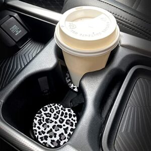 Car Coasters for Car Cup, Cute Car Coasters for Women & Men Cup Holder Coasters for Your Car with Fingertip Grip, Auto Accessories for Women & Men,Pack of 2 (Snow Leopard)