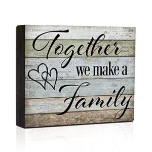 box sign wood block sign quote sign – together we make a family-home decor wall hanging box sign
