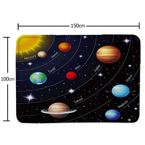 Yunine Area Rugs Print with Solar System Showing The Positions and Orbits of The Sun and Planets Non-Slip Floor Mat Carpet for Living Room Bedroom Dorm Playroom Kids Room Home Decor Rug 5' x 3'