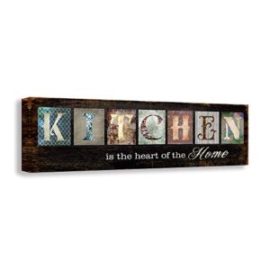 kas home kitchen wall decor inspirational motto canvas wall art rustic farmhouse kitchen sign, framed home decor wood grain background hd vintage plaque (5.5 x 16.5 inch, kitchen)