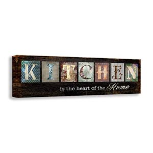 Kas Home Kitchen Wall Decor Inspirational Motto Canvas Wall Art Rustic Farmhouse Kitchen Sign, Framed Home Decor Wood Grain Background HD Vintage Plaque (5.5 X 16.5 inch, Kitchen)