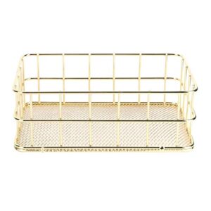 kuuleyn wire mesh basket, golden iron storage basket multifunctional wire mesh desktop storage organizer for home(small)