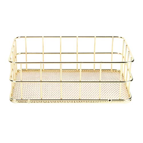 Kuuleyn Wire Mesh Basket, Golden Iron Storage Basket Multifunctional Wire Mesh Desktop Storage Organizer for Home(Small)