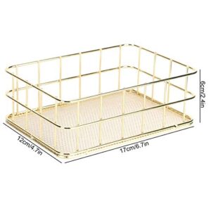 Kuuleyn Wire Mesh Basket, Golden Iron Storage Basket Multifunctional Wire Mesh Desktop Storage Organizer for Home(Small)