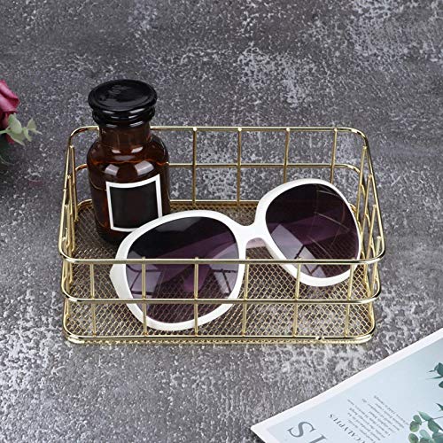 Kuuleyn Wire Mesh Basket, Golden Iron Storage Basket Multifunctional Wire Mesh Desktop Storage Organizer for Home(Small)