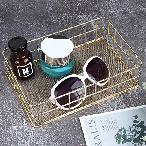 Kuuleyn Wire Mesh Basket, Golden Iron Storage Basket Multifunctional Wire Mesh Desktop Storage Organizer for Home(Small)