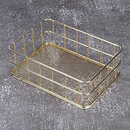 Kuuleyn Wire Mesh Basket, Golden Iron Storage Basket Multifunctional Wire Mesh Desktop Storage Organizer for Home(Small)