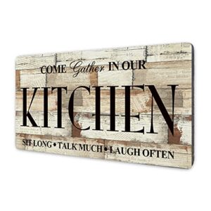 kitchen signs farmhouse kitchen wall decor rustic kitchen wall art-come gather in our kitchen-kitchen signs wall decor size 16″x8″