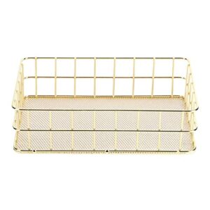 kuuleyn wire mesh basket, golden iron storage basket multifunctional wire mesh desktop storage organizer for home(large)