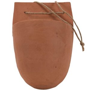 foreside home & garden terracotta hanging wall storage pocket with jute hanger
