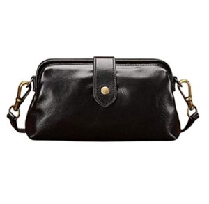 nutteri women premium leather small crossbody bag retro handmade bags shoulder satchel messenger purses doctor bag (black)