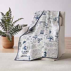 levtex home – beach life – quilted throw – 50x60in. – nautical – navy and white – reversible pattern – cotton fabric