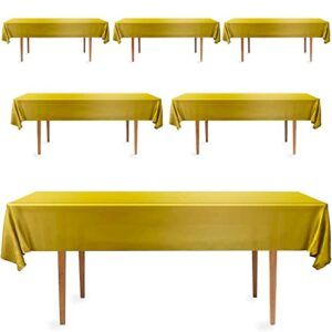 decorrack 6 pack rectangular tablecloths -bpa- free plastic, 54 x 108 inch, dining table cover cloth, gold (6 pack)
