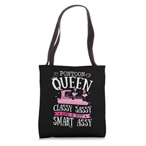 pontoon queen classy sassy and a bit smart assy-pontoon boat tote bag