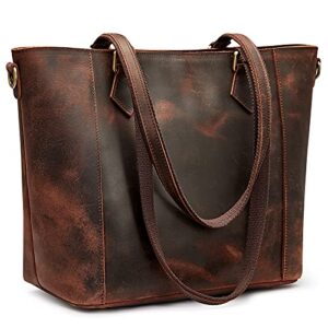 s-zone women vintage genuine leather tote bag multicolor shoulder handbag crossbody purse two tone medium