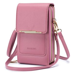 Roulens Small Crossbody Cell Phone Purse for Women, Touch Screen Bag Shoulder Handbag Wallet with Credit Card Slots