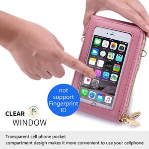Roulens Small Crossbody Cell Phone Purse for Women, Touch Screen Bag Shoulder Handbag Wallet with Credit Card Slots