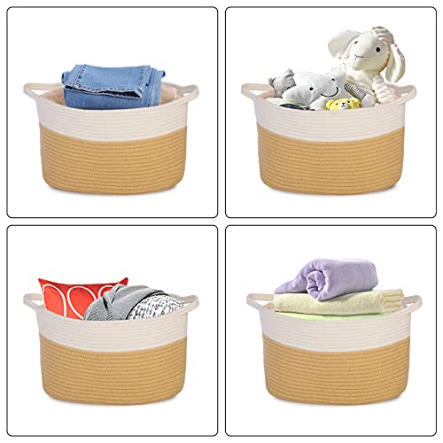 DYD Foldable 3-Piece Cotton Rope Storage Basket, Decorating Living Room, Books, Toys, Blankets, Baby Clothes and Other Home Storage Boxes with Handles