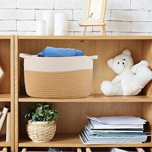 DYD Foldable 3-Piece Cotton Rope Storage Basket, Decorating Living Room, Books, Toys, Blankets, Baby Clothes and Other Home Storage Boxes with Handles