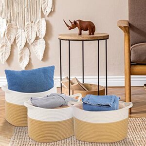 DYD Foldable 3-Piece Cotton Rope Storage Basket, Decorating Living Room, Books, Toys, Blankets, Baby Clothes and Other Home Storage Boxes with Handles